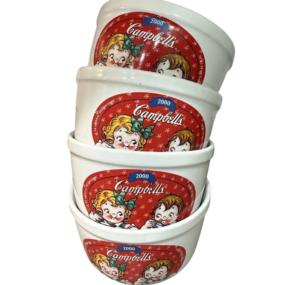 Campbell’s Kids 2000 Y2K Millennium Houston Harvest Soup Bowl Set of 4 Collector
